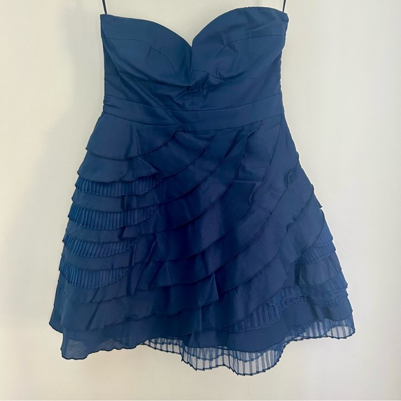 Modcloth Minuet Baklava Beauty Dress Blue Blueberry Tiered Strapless - Picture 1 of 7